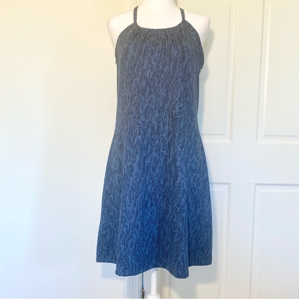 EDDIE BAUER Built In Bra Racerback Stretch Tennis Pickleball Dress M Blue Athlet